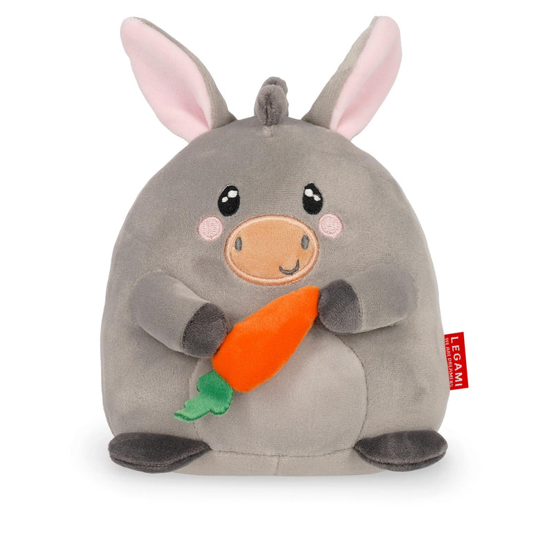 LEGAMI - Super Soft Plush Plush Donkey Theme, Mini Size, with Personalised ID Card, Stands Alone, 14 x 15 x 12 cm, Grey