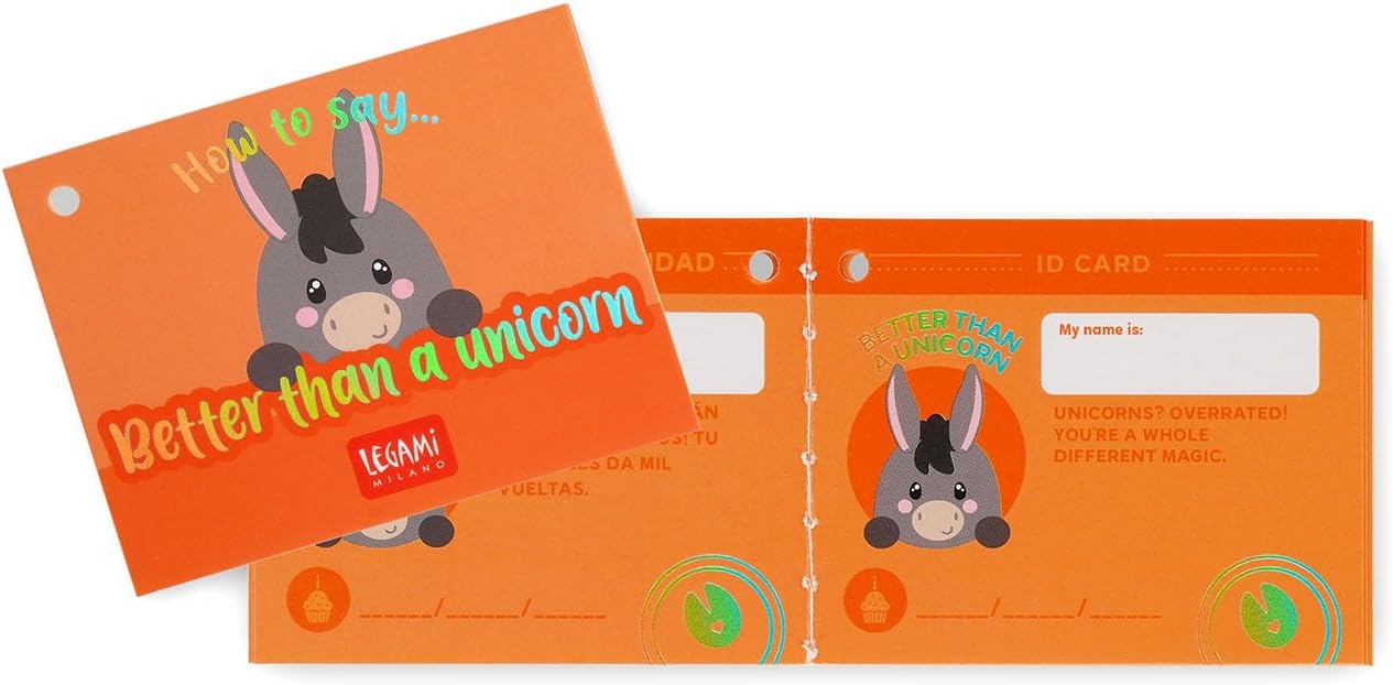 LEGAMI - Super Soft Plush Plush Donkey Theme, Mini Size, with Personalised ID Card, Stands Alone, 14 x 15 x 12 cm, Grey