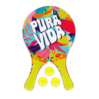 Legami - Beach Rackets, 2 Rackets and 3 Balls, Beach Rackets, Ergonomic Handle, Case Included, for Adults and Children, 23 x 38 cm