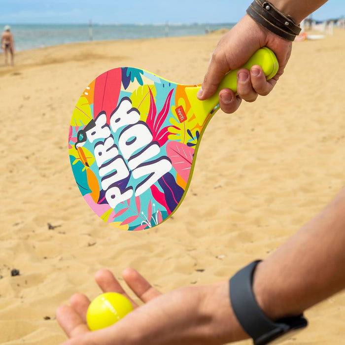 Legami - Beach Rackets, 2 Rackets and 3 Balls, Beach Rackets, Ergonomic Handle, Case Included, for Adults and Children, 23 x 38 cm