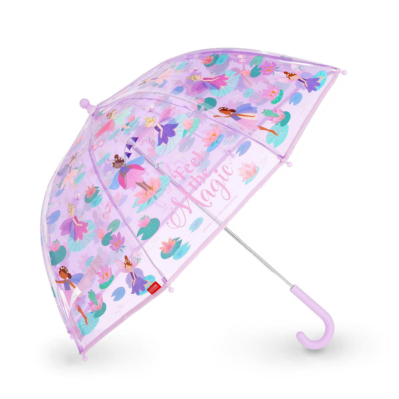 VUSE Legami - Dancin' In The Rain Kinderregenschirm, winddichte Struktur, manuelle Öffnung, Stoffverschluss mit Platz für Namen, Hakengriff, 73x65 cm