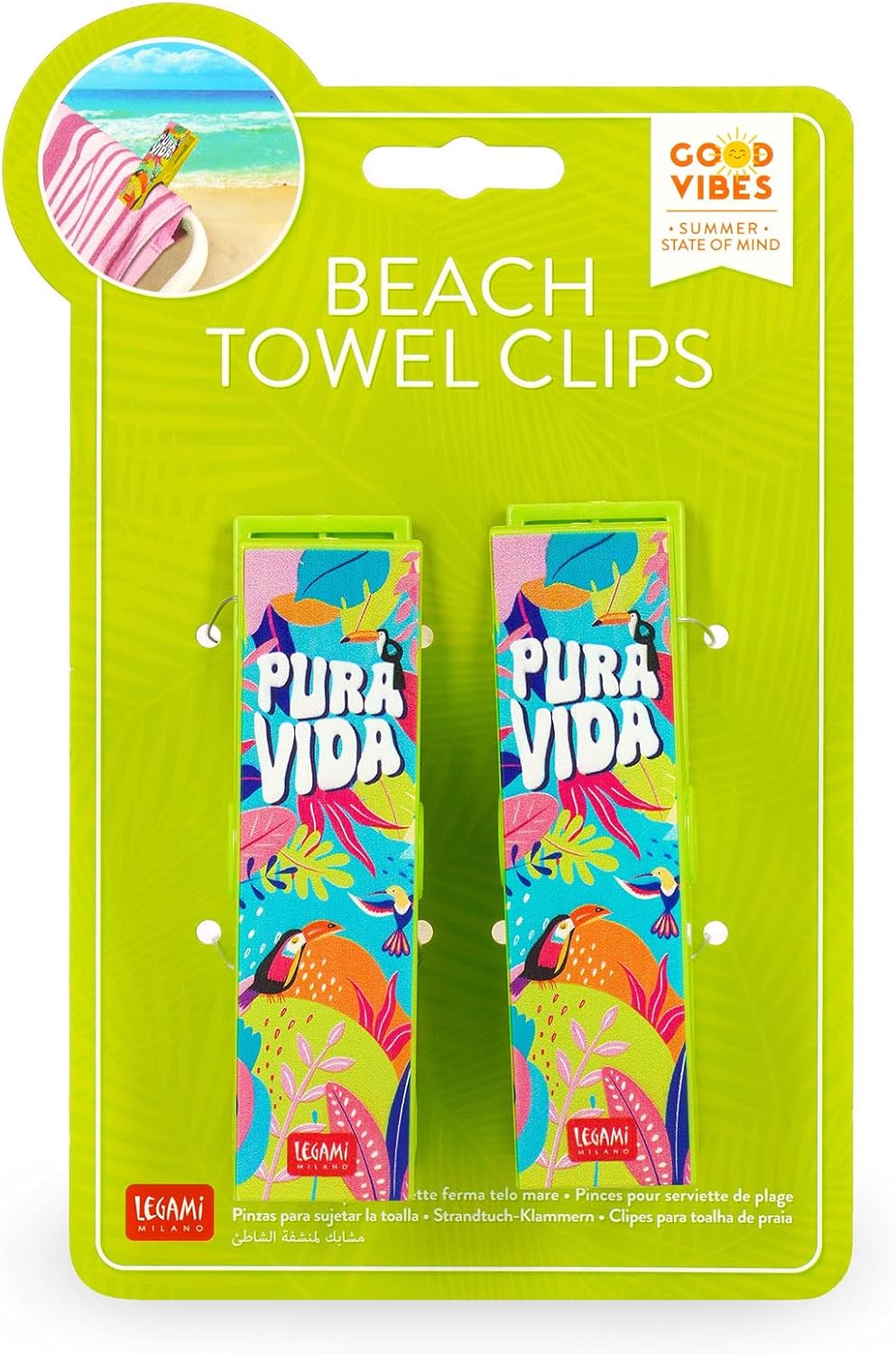 Legami Set Of 2 Beach Towel Clips - Pura Vida