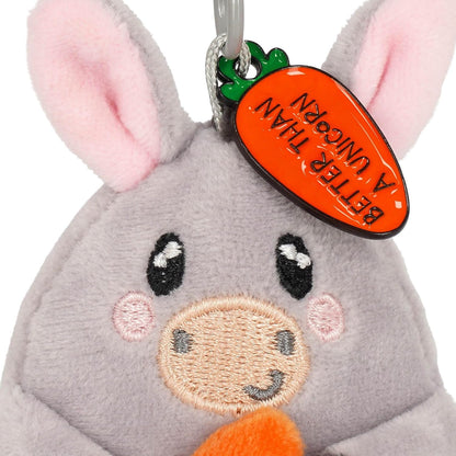 Legami - Super Soft! Donkey Themed Keyring, Plush Keychain, Pendant with Engraved Message and Zinc Carabiner, 7 x 11 cm, grey, S