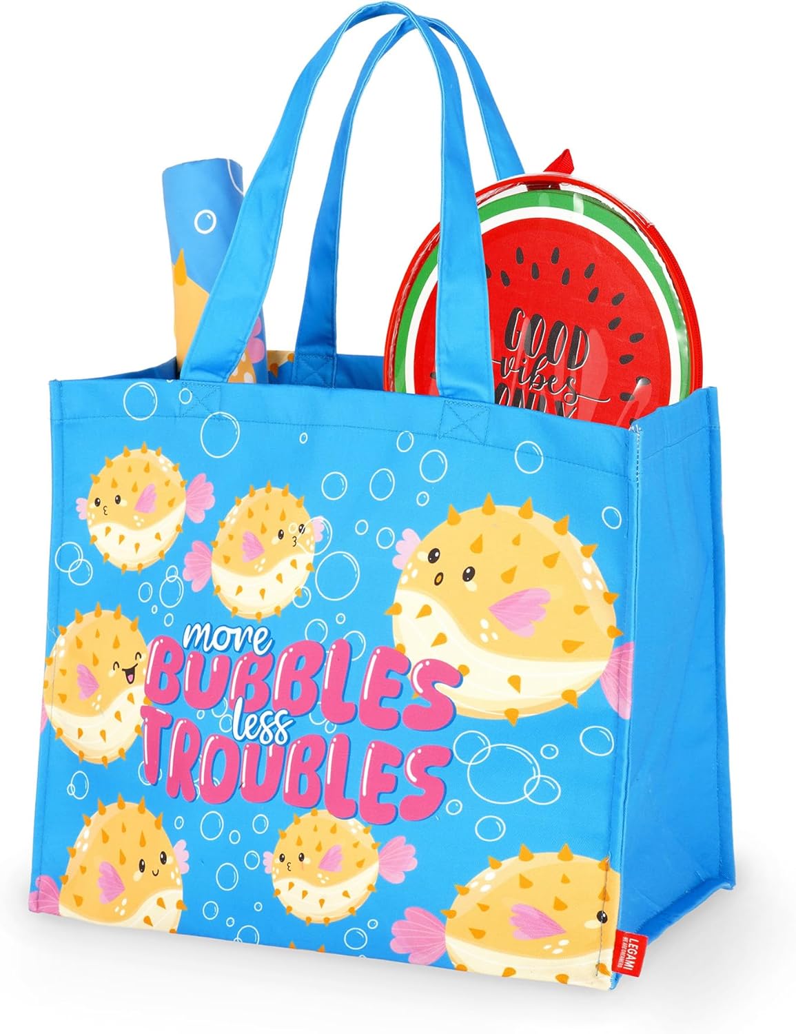 Legami - Borsa Mare Donna, Grande, Beach Bag in Materiale Rinforzato, Borsa da Spiaggia con Chiusura Bottone Magnetico, Tote Bag, Sostiene fino a 15 KG, 44 x 61,5 cm