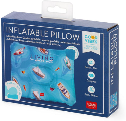Legami - Inflatable Beach Cushion, Comfortable Ultralight Beach Pool Camping Pillow, Diameter 40 cm