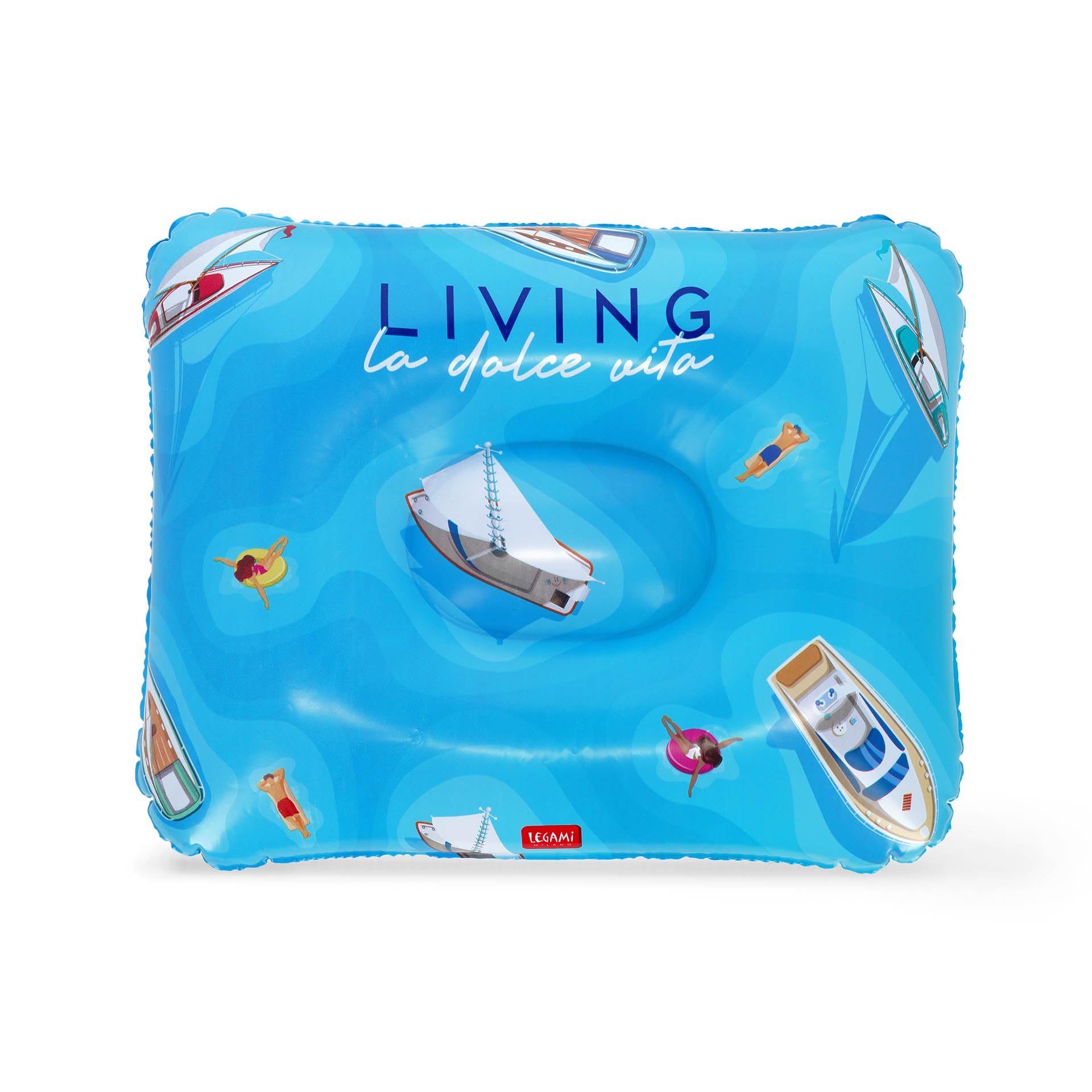 Legami - Inflatable Beach Cushion, Comfortable Ultralight Beach Pool Camping Pillow, Diameter 40 cm