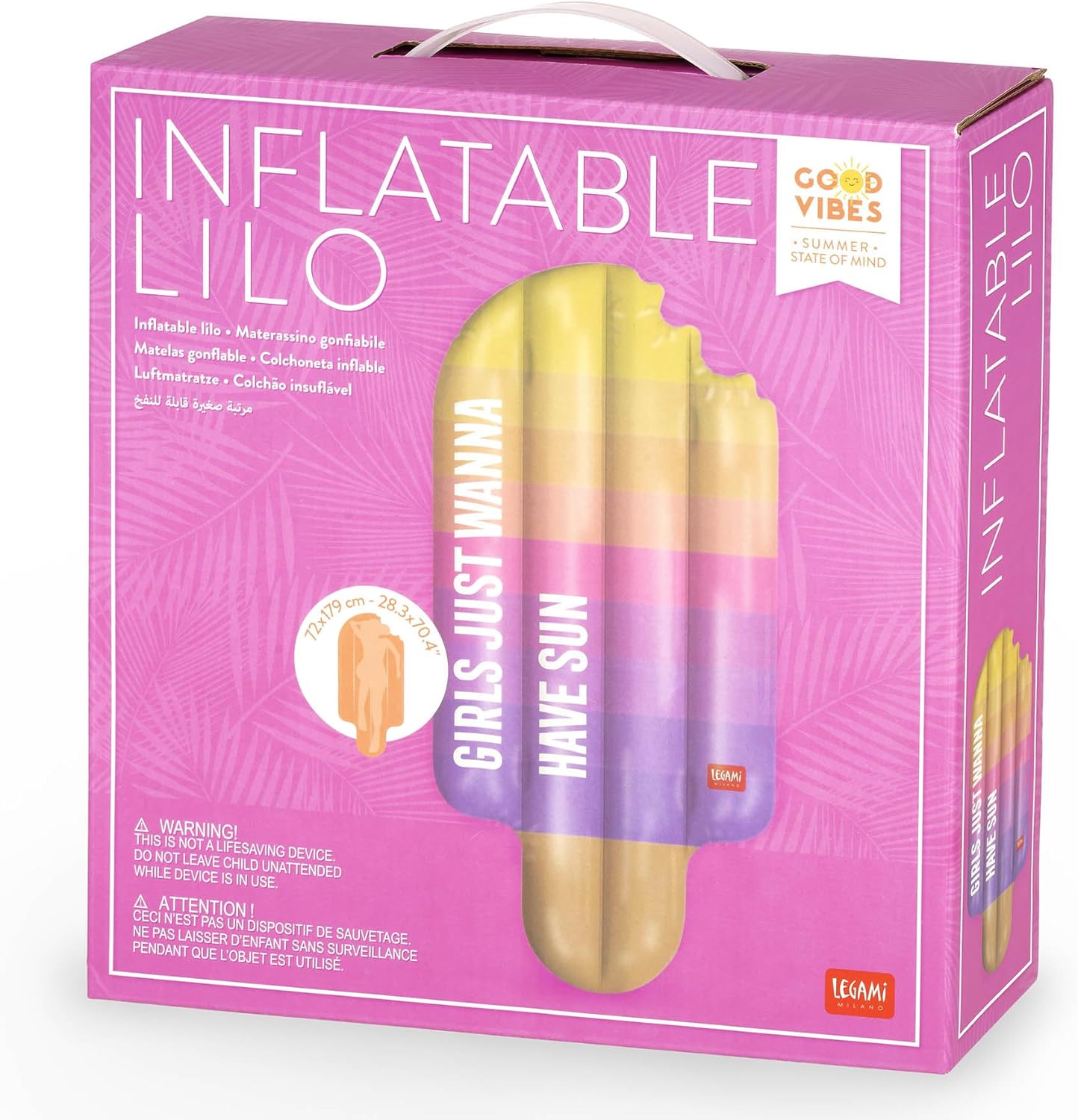 Legami - Colchón Hinchable Marino, Colchón Hinchable Individual, 2 Cámaras de Aire, Soporta hasta 90 Kg Incluye Parche Autoadhesivo para Agujeros Pequeños, 72 x 179 cm