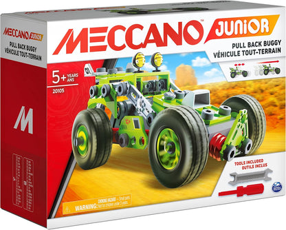 MECCANO Junior, 3-in-1 Deluxe Pull-Back Buggy STEAM Model Building Kit, for Kids Aged 5 and Up