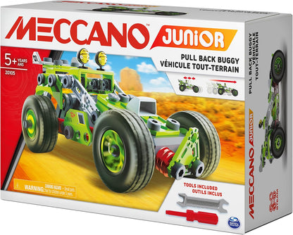 MECCANO Junior, 3-in-1 Deluxe Pull-Back Buggy STEAM Model Building Kit, for Kids Aged 5 and Up