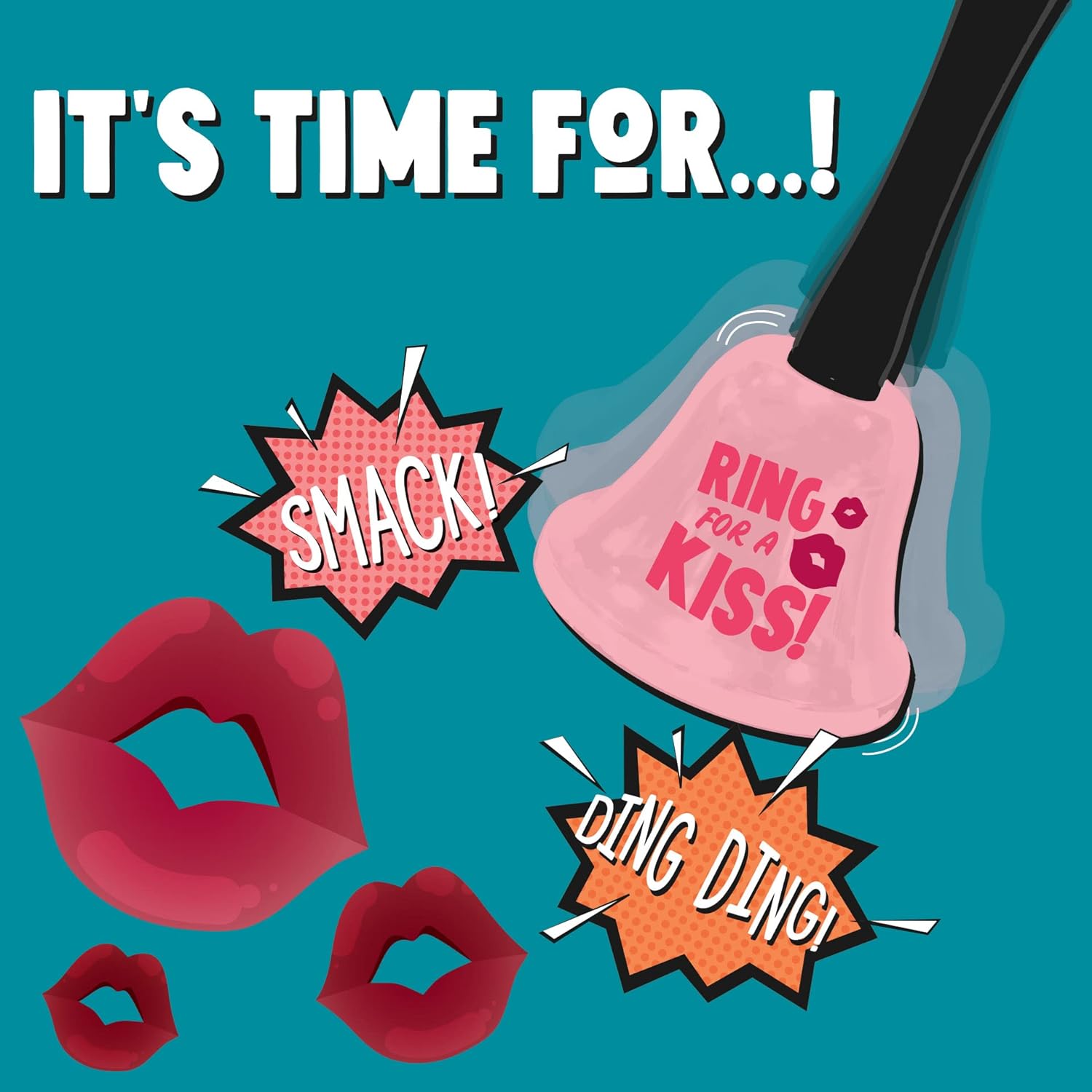 Legami - Campanella Ring for Kiss, Impugnatura ergonomica, Ø 7,5 cm, Tema Kiss
