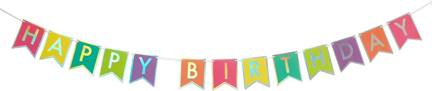 Legami - Birthday Party Decorations Kit, 1 Garland, 1 Crown, 4 Trumpets, 5 Balloons, Straw for Balloon Inflation