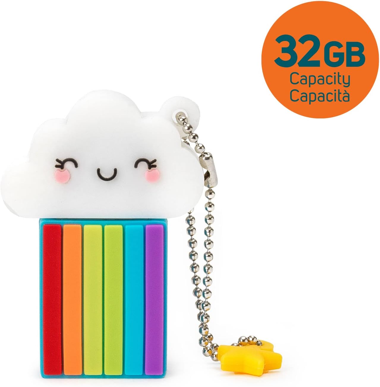 Legami - RAINBOW USB 3.0 Flash Drive 32GB Ultra Fast Soft PVC Coating 4x4.8cm
