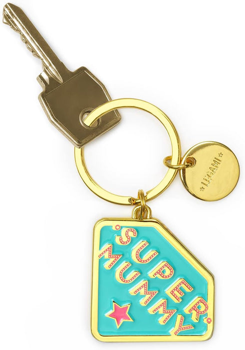 LEGAMI Unisex Enamelled Metal Keyring What a Key Ring! Metal Enamel Keyring 7cm Zinc Super Mummy Theme with Spiral Ring Shiny Finish Shiny Colors Pendant to Embellish Bag (pack of 1)