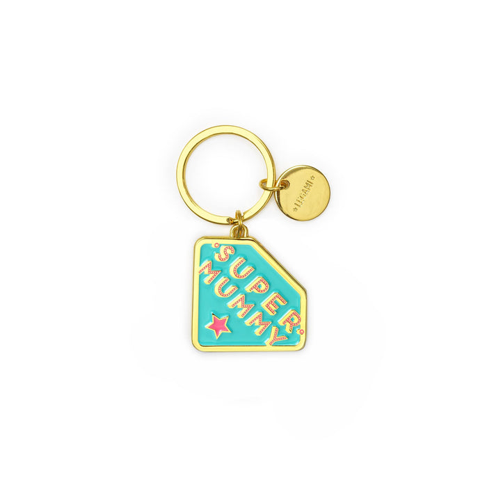 LEGAMI Unisex Enamelled Metal Keyring What a Key Ring! Metal Enamel Keyring 7cm Zinc Super Mummy Theme with Spiral Ring Shiny Finish Shiny Colors Pendant to Embellish Bag (pack of 1)