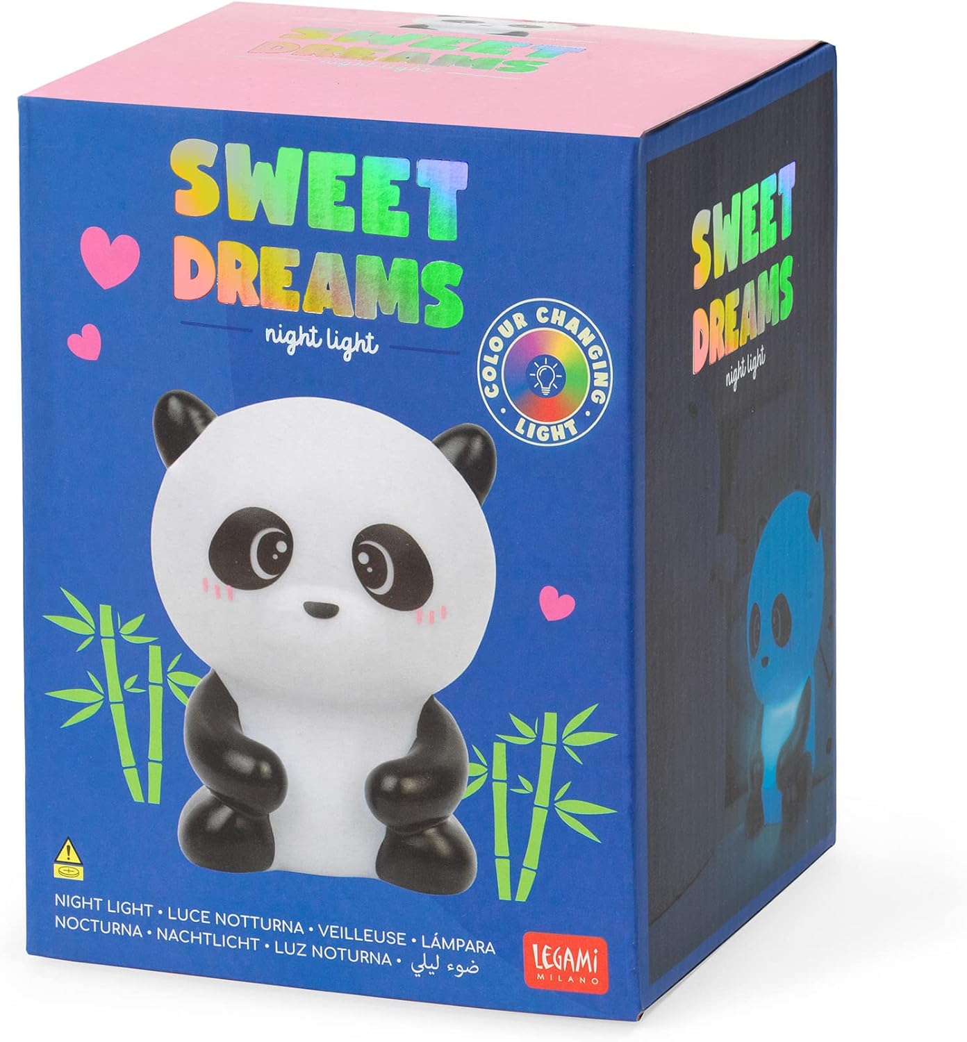Legami - Night Light for Children, 4 Colours, Batteries Included, 20 Hours of Autonomy, 9x11.5cm, Panda Theme