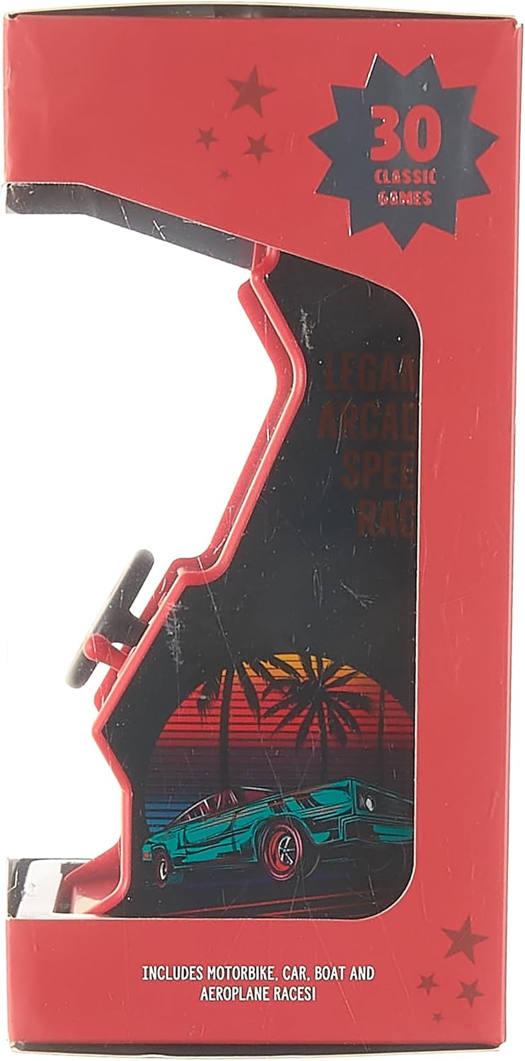Legami - Mini Arcade Speed Race Video Game, Includes 30 Games, English Language, Lights and Sounds, 3 AA Batteries Not Included, 8.5X26cm, 2.4" Screen, RAC0001