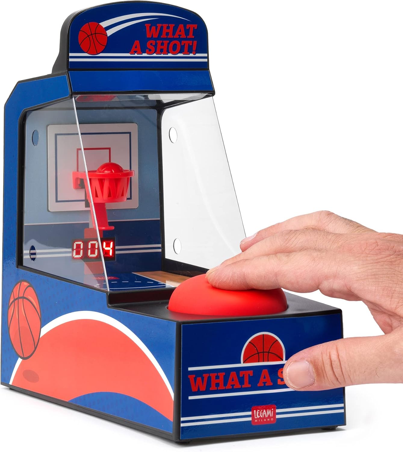 Legami- Mini Arcade di Basket, 3 Intervalli di Gioco 45, 90, 120 Secondi, con Luci e Suoni, 3 Batterie AA Non Incluse, 10X32,5 cm, Unica, BASK0001