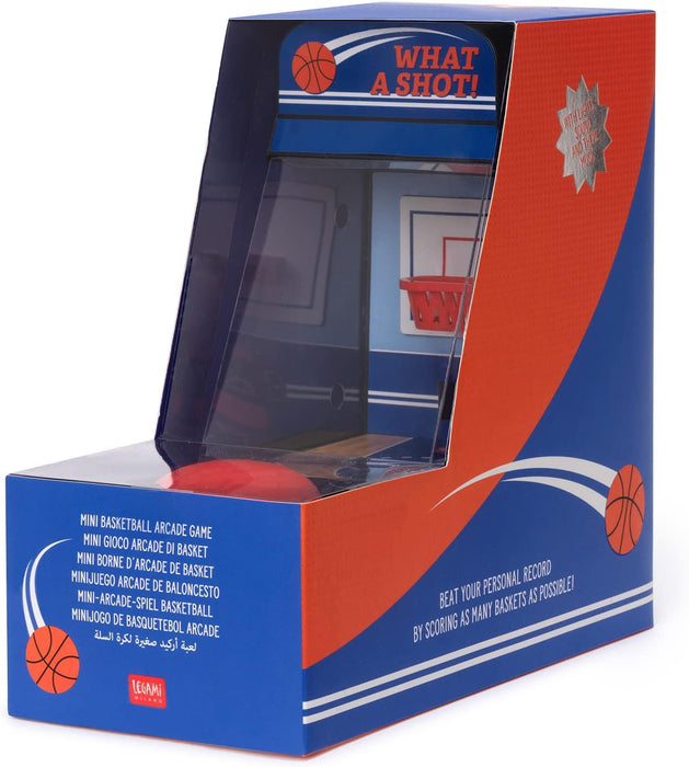 Legami- Mini Arcade di Basket, 3 Intervalli di Gioco 45, 90, 120 Secondi, con Luci e Suoni, 3 Batterie AA Non Incluse, 10X32,5 cm, Unica, BASK0001