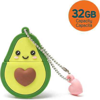 Legami - USB 3.0 stick, 32 GB, ultra fast, Soft PVC coating, 4x4.8 cm, Avocado Theme