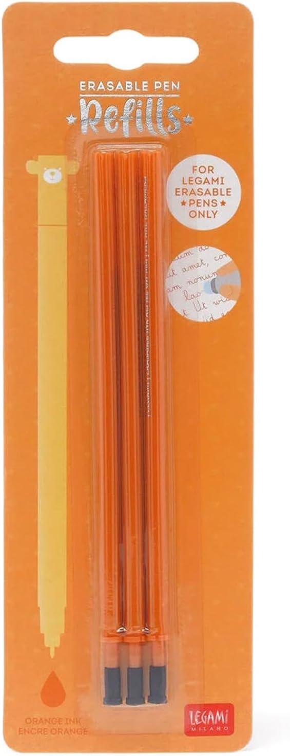 Erasable Gel Pen Refills for Legami Pens Orange - Pack of 3