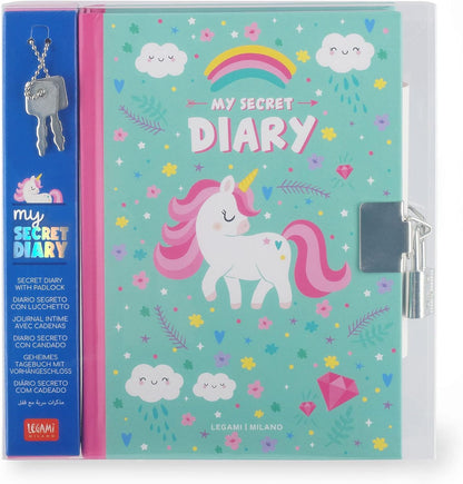 Legami - Secret Diary with Lock, 328 Pages, with Page Marker, in Certified Paper, 11 x 15.5 cm, Unicorn Theme