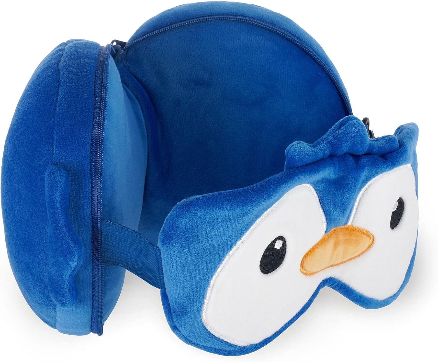 LEGAMI Cute Penguin Travel Pillow with Eye Mask in Portable Zipper Bag with Clip