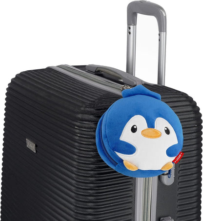 LEGAMI Cute Penguin Travel Pillow with Eye Mask in Portable Zipper Bag with Clip