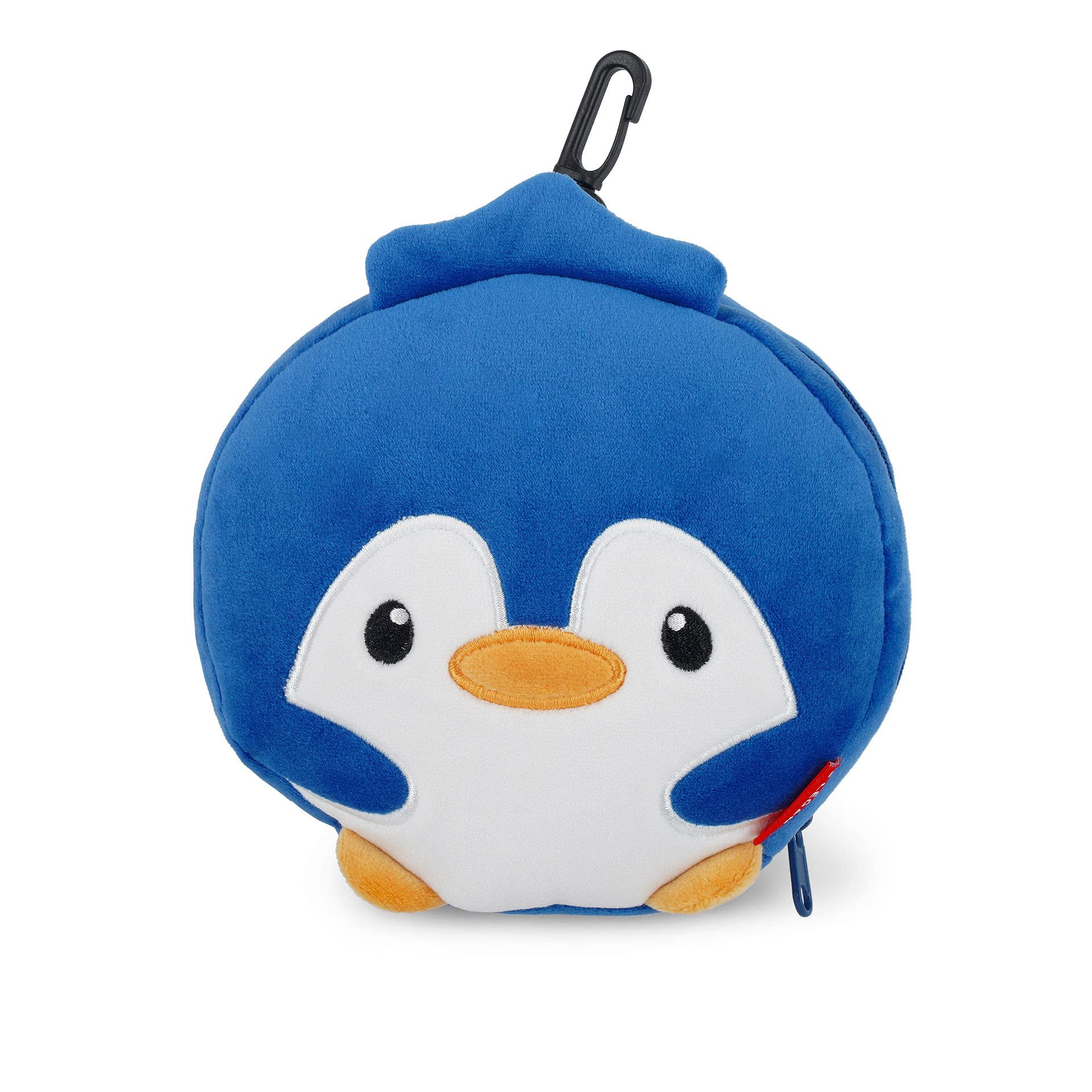LEGAMI Cute Penguin Travel Pillow with Eye Mask in Portable Zipper Bag with Clip