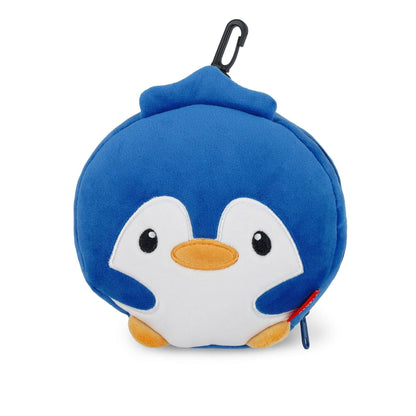 LEGAMI Cute Penguin Travel Pillow with Eye Mask in Portable Zipper Bag with Clip