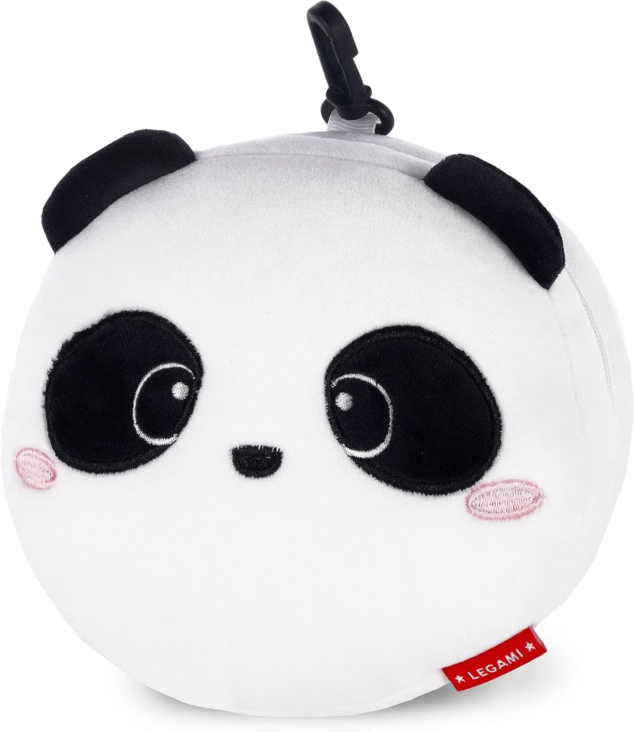LEGAMI Cute Panda Travel Pillow with Eye Mask in Portable Zipper Bag with Clip