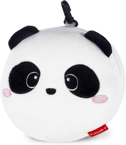 LEGAMI Cute Panda Travel Pillow with Eye Mask in Portable Zipper Bag with Clip