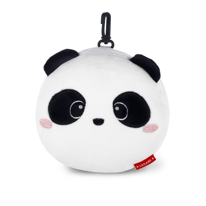 LEGAMI Cute Panda Travel Pillow with Eye Mask in Portable Zipper Bag with Clip