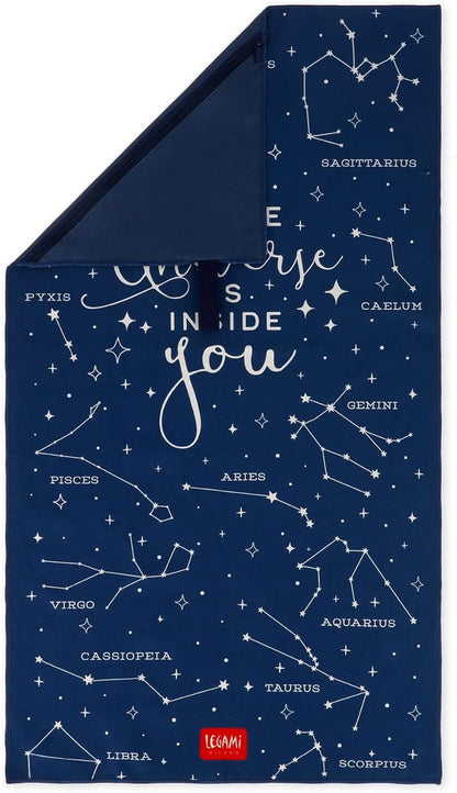 LEGAMI - Stars Theme Fitness Towel, Microfibre Gym Towel, Compact, Quick Drying, Ultra Absorbent, Ultra Light, Blue, 45 x 80 cm