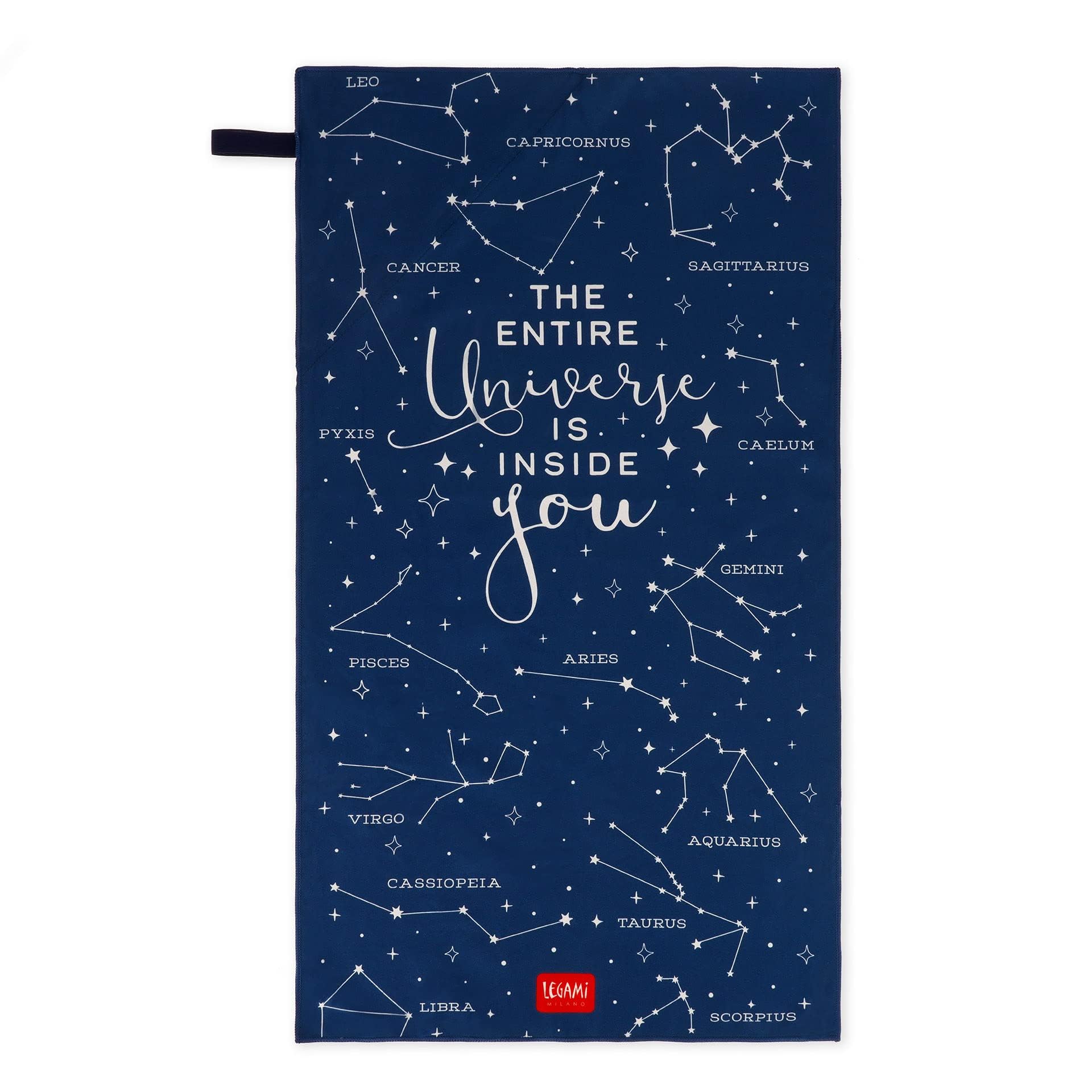 LEGAMI - Stars Theme Fitness Towel, Microfibre Gym Towel, Compact, Quick Drying, Ultra Absorbent, Ultra Light, Blue, 45 x 80 cm
