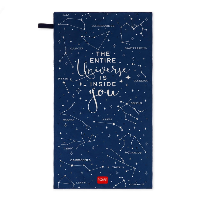 LEGAMI - Stars Theme Fitness Towel, Microfibre Gym Towel, Compact, Quick Drying, Ultra Absorbent, Ultra Light, Blue, 45 x 80 cm