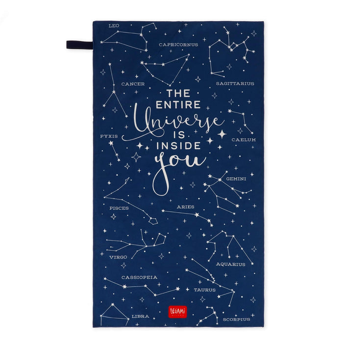 LEGAMI - Stars Theme Fitness Towel, Microfibre Gym Towel, Compact, Quick Drying, Ultra Absorbent, Ultra Light, Blue, 45 x 80 cm