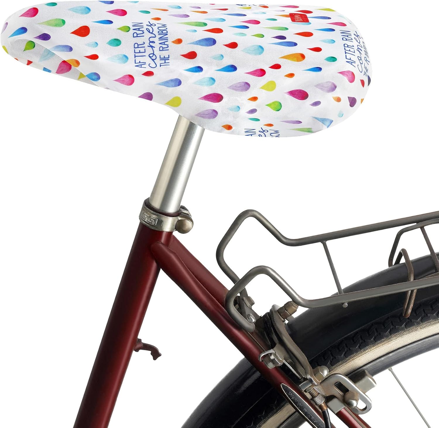 Legami - Coprisella per Bici, Idrorepellente, Vestibilità universale, Antipioggia, Antipolvere, Bordatura con Elastico, 23x26 cm, Tema After rain
