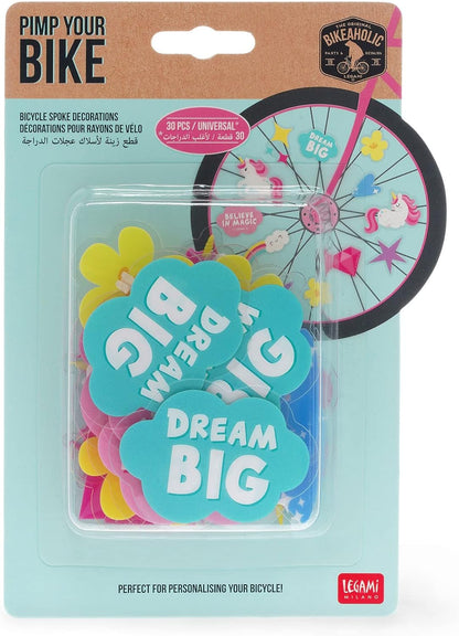 Legami - Set of 30 Bicycle Spokes - Easy to Attach and Remove for Girls - Unicorn Theme