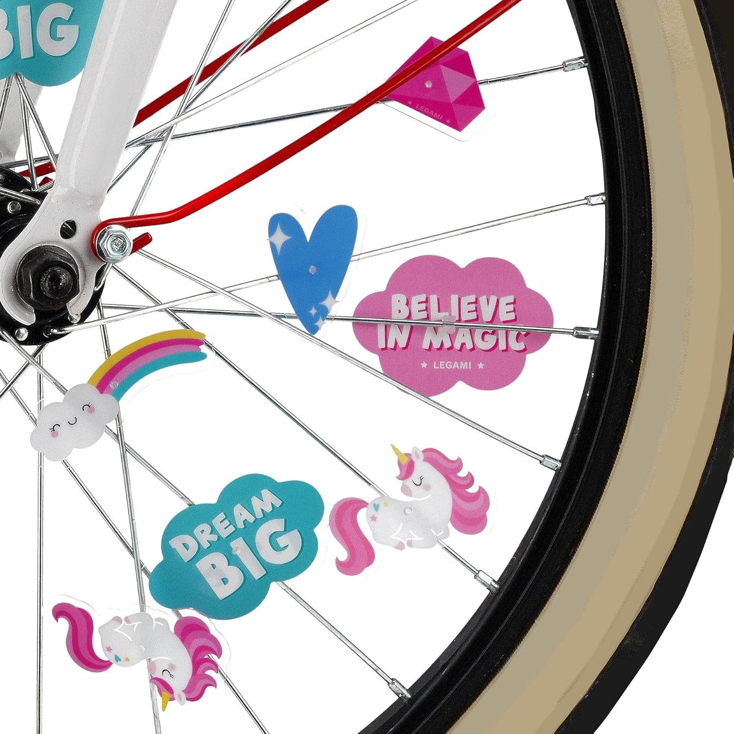 Legami - Set of 30 Bicycle Spokes - Easy to Attach and Remove for Girls - Unicorn Theme