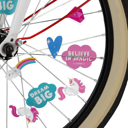 Legami - Set of 30 Bicycle Spokes - Easy to Attach and Remove for Girls - Unicorn Theme