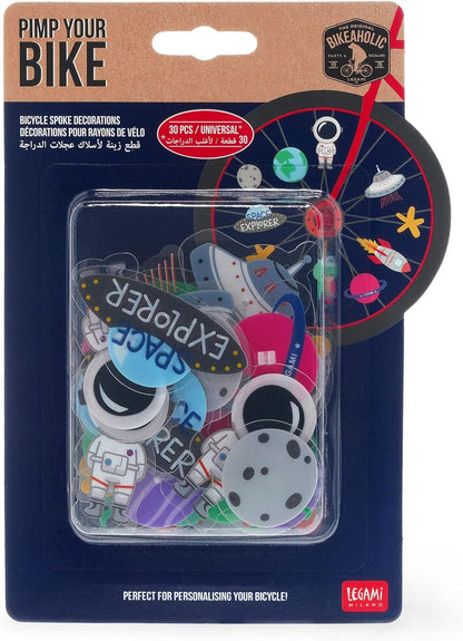 Legami, Set of 30 Baby Bicycle Spoke Decorations Space, Unique