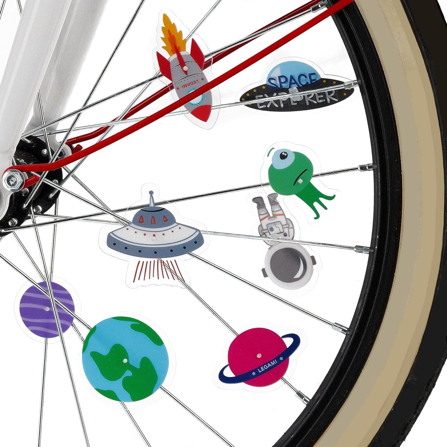 Legami, Set of 30 Baby Bicycle Spoke Decorations Space, Unique