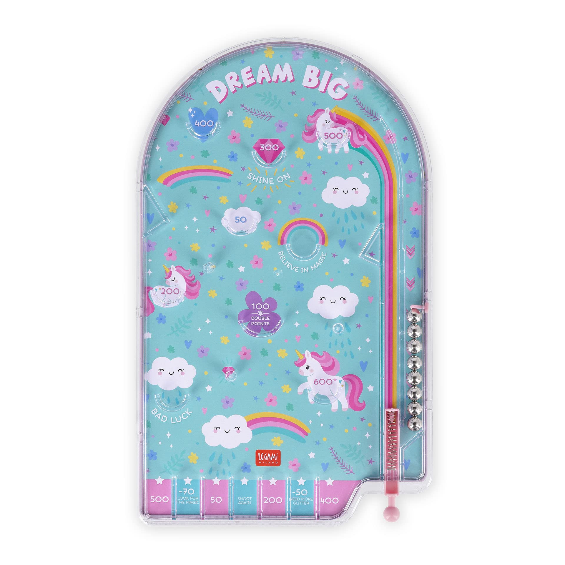 Legami - Mini Pinball, Juego portátil, 17,7 x 29 cm, Tema Unicorn, PBG0003