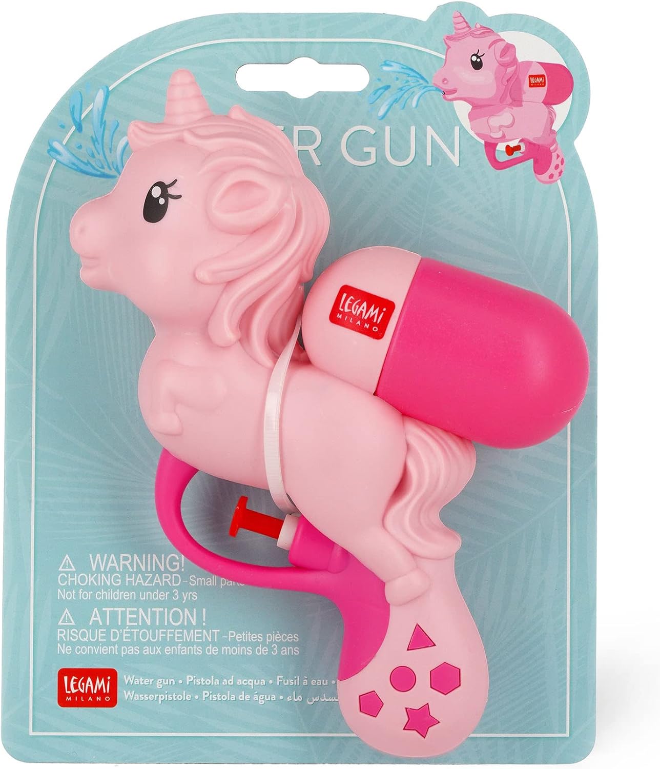 Legami - 50ml Kids Water Gun for Outdoor Play 13.5 x 17 cm Unicorn Theme