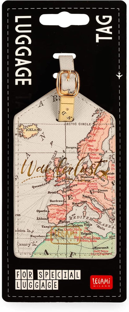 Legami - Luggage Tag, Suitcase Identifier, Personal Data Space, Adjustable Strap for Travel, 6.8x17cm, Travel Theme