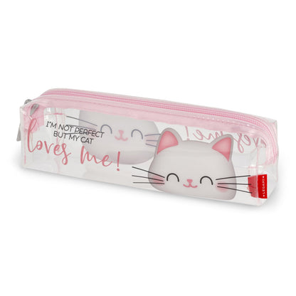 Legami - Transparent Pencil Case, Zip, Pen Holder, Capacient, 19.5x5.5 cm, Kitty Theme, Kitty, Unica, Kitty File
