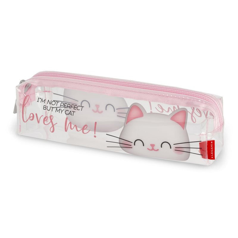 Legami - Transparent Pencil Case, Zip, Pen Holder, Capacient, 19.5x5.5 cm, Kitty Theme, Kitty, Unica, Kitty File