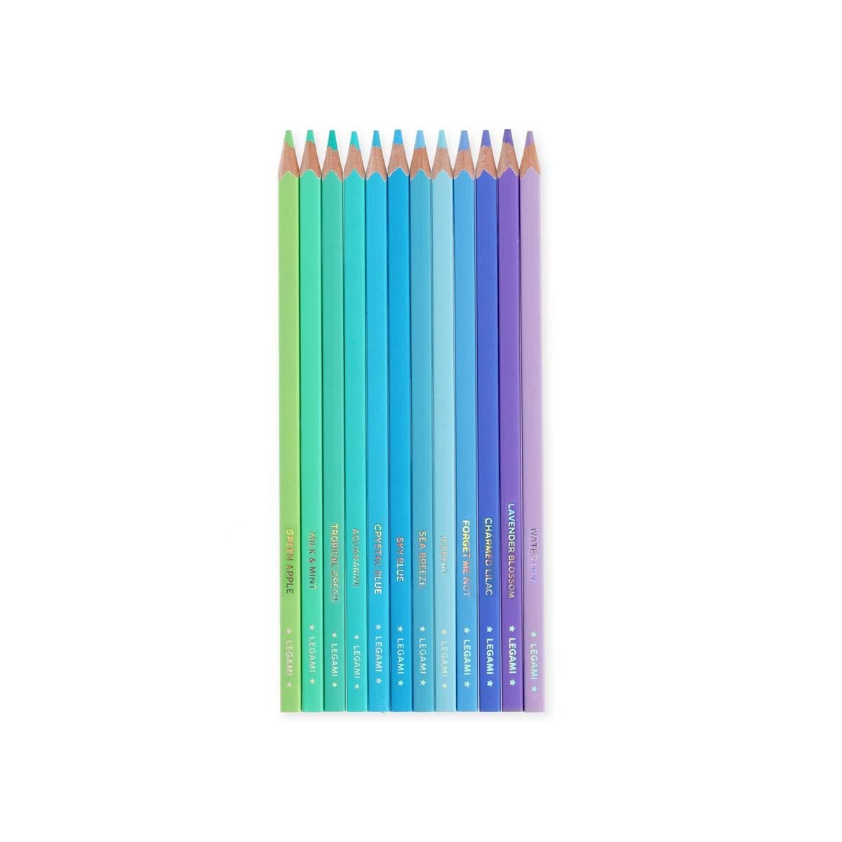 Legami - Juego de 12 lápices de colores, Mina suave y resistente, excelente temperatura, estuche incluido, 0,6 x 15,2 cm, Ocean Palette