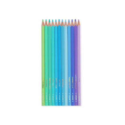 Legami - Juego de 12 lápices de colores, Mina suave y resistente, excelente temperatura, estuche incluido, 0,6 x 15,2 cm, Ocean Palette