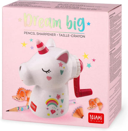 Legami - Hand cranked Pencil Sharpener, with Container, Manual Sharpener, 6x10 cm